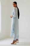 Shop_Sage Saga_Blue Linen Woven Stripe Kurta V-neck Riviera Palazzo Set _Online_at_Aza_Fashions