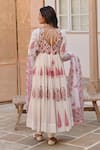 Shop_KARAJ JAIPUR_White Dobby Cotton Print Gul Sweetheart Neck Handblock Anarkali Set _at_Aza_Fashions