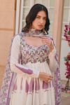 Buy_KARAJ JAIPUR_White Dobby Cotton Print Bahar Sweetheart Neck Handblock Anarkali Set 