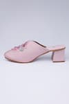 Buy_Schon Zapato_Pink Embroidered Rosa Floral Mule Heels _Online_at_Aza_Fashions