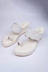 Buy_Schon Zapato_White Embroidered Whisper Bead Wedges _at_Aza_Fashions