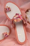 SCHON ZAPATO_Pink Embroidered Floral Charm Kolhapuri Heels _Online_at_Aza_Fashions