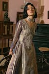 Aditi Gupta_Purple Silk Zari Tissue Embroidery Paisley V-neck Kalidar Anarkali With Sharara _Online_at_Aza_Fashions