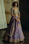 Aditi Gupta_Purple Silk Zari Tissue Print Jacquard Banarasi Embroidered Bridal Lehenga Set _Online_at_Aza_Fashions