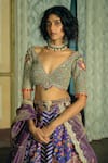 Buy_Aditi Gupta_Purple Silk Zari Tissue Print Jacquard Banarasi Embroidered Bridal Lehenga Set _Online_at_Aza_Fashions