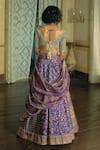 Shop_Aditi Gupta_Purple Silk Zari Tissue Print Jacquard Banarasi Embroidered Bridal Lehenga Set _at_Aza_Fashions