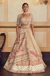 Buy_Aditi Gupta_Ivory Silk Jacquard Banarasi Zardosi Embroidered Asymmetrical Lehenga Set _at_Aza_Fashions