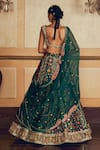 Shop_Aditi Gupta_Green Silk Organza Jacquard Banarasi Embroidered Kalidar Bridal Lehenga Set _at_Aza_Fashions