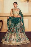 Aditi Gupta_Green Silk Organza Jacquard Banarasi Embroidered Kalidar Bridal Lehenga Set _Online_at_Aza_Fashions