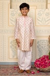 Buy_Mini Trails_Beige Cotton Voile Embroidered Floral Thread Kurta With Pant _at_Aza_Fashions