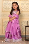 Buy_Mini Trails_Purple Silk Embroidered Butta Zari Lehenga Set _at_Aza_Fashions