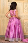 Shop_Mini Trails_Purple Silk Embroidered Butta Zari Lehenga Set _at_Aza_Fashions