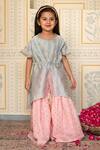 Buy_Mini Trails_Blue Cotton Silk Embroidered Floral Kaftan With Sharara _at_Aza_Fashions