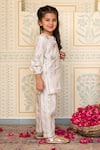 Shop_Mini Trails_Beige Stripe Cotton Zari Detailed Kurta With Salwar _at_Aza_Fashions