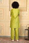 Shop_Mini Trails_Green Cotton Silk Embroidered Running Stitch Front Kurta With Pant _at_Aza_Fashions