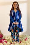 Mini Trails_Blue Cotton Printed Gota Detailed Kurta With Salwar _Online_at_Aza_Fashions