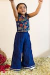 Buy_Mini Trails_Blue Cotton Poplin Applique Detailed Top With Palazzo _at_Aza_Fashions