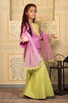 Mini Trails_Purple Cotton Silk Tassel Lace Detailed Sharara Set _Online_at_Aza_Fashions