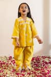 Buy_Mini Trails_Yellow Cotton Silk Embroidered Floral Kurta With Dhoti _at_Aza_Fashions