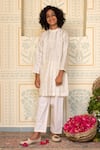 Buy_Mini Trails_Beige Cotton Zari Detailed Kurta With Pant _at_Aza_Fashions