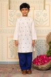 Buy_Mini Trails_White Cotton Embroidered Thread Front Kurta With Pant _at_Aza_Fashions