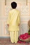 Shop_Mini Trails_Yellow Cotton Floral Detailed Bundi With Kurta Set _at_Aza_Fashions