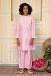 Buy_Mini Trails_Pink Cotton Pintuck Detailed Kurta With Pant _at_Aza_Fashions