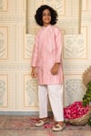 Buy_Mini Trails_Pink Cotton Dori Work Kurta With Pant _at_Aza_Fashions