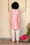 Shop_Mini Trails_Pink Cotton Dori Work Kurta With Pant _at_Aza_Fashions