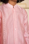 Mini Trails_Pink Cotton Dori Work Kurta With Pant _Online_at_Aza_Fashions