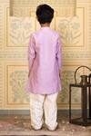 Shop_Mini Trails_Purple Cotton Embroidered Floral Placket Kurta With Pant _at_Aza_Fashions