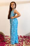 Buy_Mini Trails_Blue Cotton Silk Floral Embroidered Jumpsuit _Online_at_Aza_Fashions