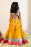 Shop_Mini Trails_Yellow Cotton Glace Printed Floral Blouse With Lehenga _at_Aza_Fashions