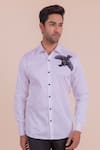 Buy_DESIGN O STITCH_White Cotton Fabric Embroidered Bird Shirt _Online_at_Aza_Fashions