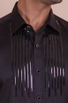 Shop_DESIGN O STITCH_Black Cotton Embroidery Metallic Tape Shirt _Online_at_Aza_Fashions