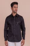 DESIGN O STITCH_Black Cotton Embroidery Metallic Tape Shirt _at_Aza_Fashions