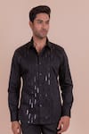 DESIGN O STITCH_Black Cotton Embroidery Metallic Lace Shirt _Online_at_Aza_Fashions