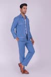 Shop_DESIGN O STITCH_Blue Suiting Fabric Print Mosaic Patchwork Shirt _Online_at_Aza_Fashions