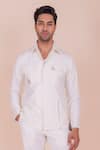 Buy_DESIGN O STITCH_Cream Suiting Fabric Print Digital Back Flap Pocket Shirt _Online_at_Aza_Fashions