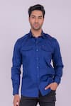 DESIGN O STITCH_Blue Cotton Denim Flap Pocket Shirt _Online_at_Aza_Fashions