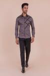 DESIGN O STITCH_Grey Cotton Cross Pattern Full Sleeve Shirt _Online_at_Aza_Fashions