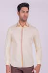 Buy_DESIGN O STITCH_Yellow Cotton Embroidery Lace Placket Shirt _Online_at_Aza_Fashions