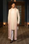 Buy_DESIGN O STITCH_Ivory Suiting Embroidery Geometric Folklore Hand Sherwani Pant Set _at_Aza_Fashions