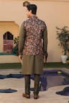 Shop_DESIGN O STITCH_Green Silk Print Floral Garden Bundi Kurta Set _at_Aza_Fashions