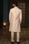 Shop_DESIGN O STITCH_Ivory Silk Applique Floral Sherwani Jacket Pant Set _at_Aza_Fashions