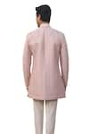 Buy_DESIGN O STITCH_Pink Cotton Silk Hand Embroidery Rosette Sherwani Pant Set 