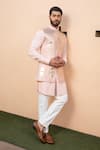 Buy_DESIGN O STITCH_Pink Soft Suiting Applique Horse Shivery Leather Bundi Kurta Set _at_Aza_Fashions