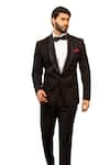 DESIGN O STITCH_Black Suiting Placement Embellished Nalki Snake Way Tuxedo With Pant _at_Aza_Fashions