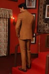 Shop_DESIGN O STITCH_Brown Suiting Placement Embroidery Bird Motif Tuxedo With Pant _at_Aza_Fashions