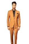 Buy_DESIGN O STITCH_Brown Suiting Placement Embroidery Bird Motif Tuxedo With Pant 